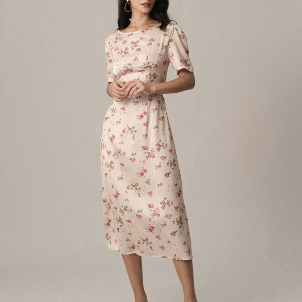 Rihoas light pink midi dress - Picture 3 of 4